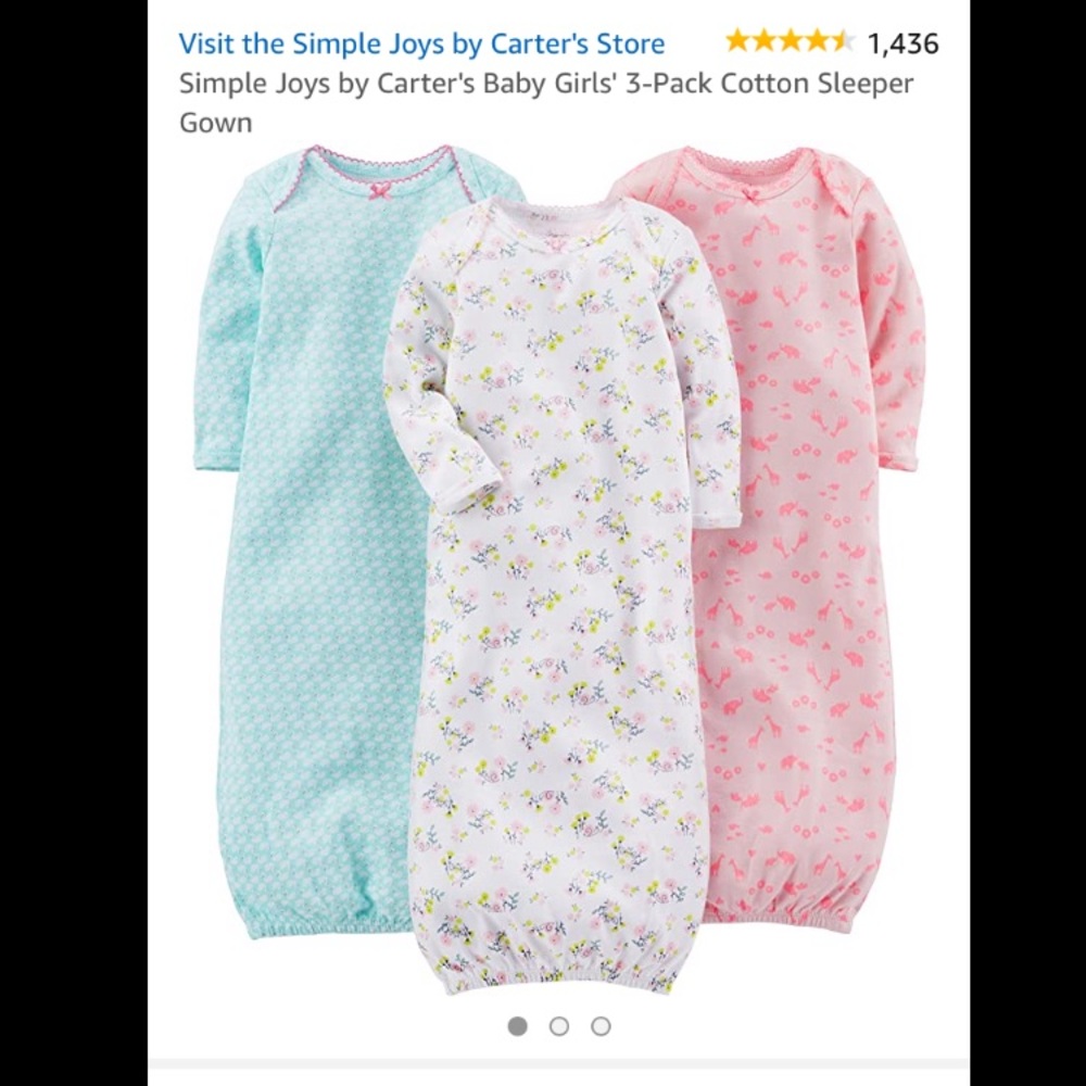 Baby Girls' 3-Pack Cotton Sleeper Gown